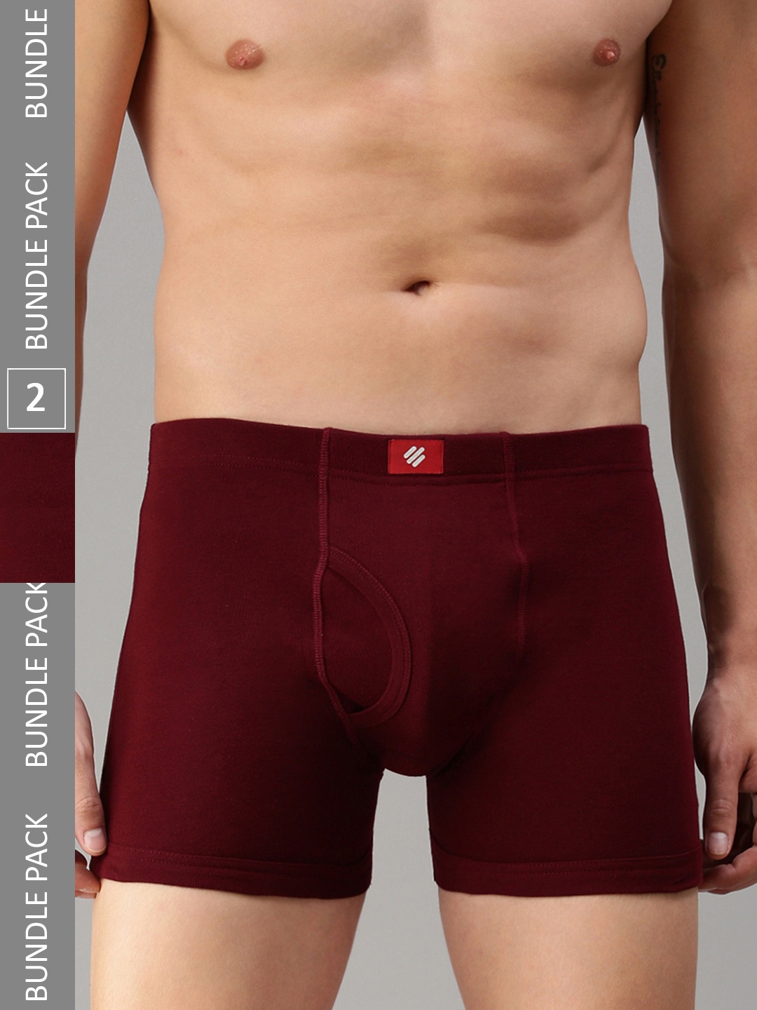 

ONN Men Pack Of 2 Maroon Solid Deo-Soft Trunks