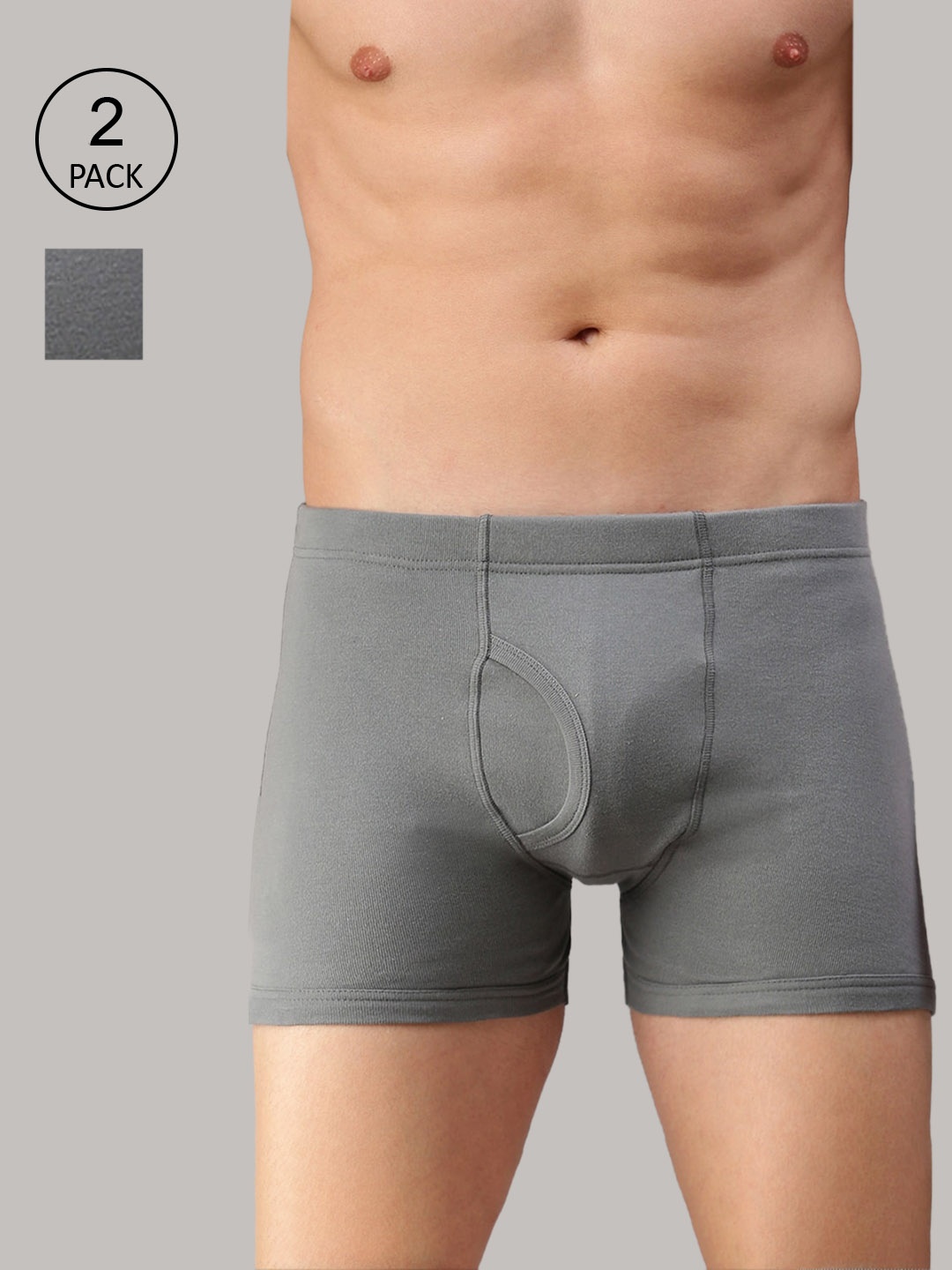 

ONN Men Pack Of 2 Grey Melange Solid Pure Cotton Trunk