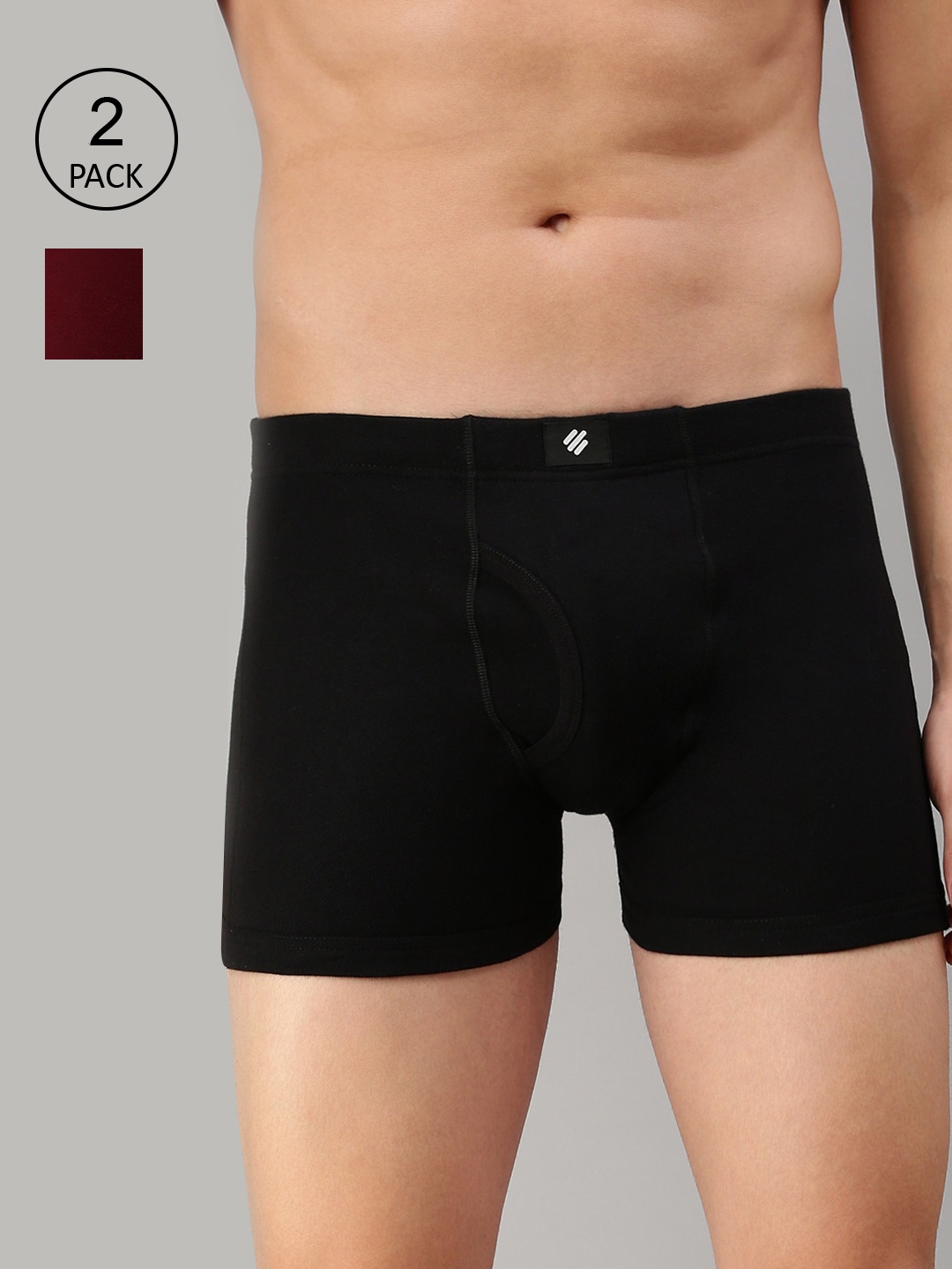 

ONN Men Pack Of 2 Solid Trunks ONN_355_BLK_MN_2PC, Black