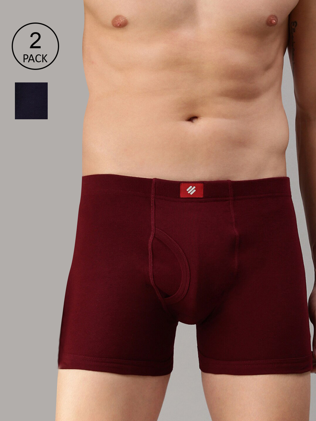 

ONN Men Pack Of 2 Solid Trunks, Maroon