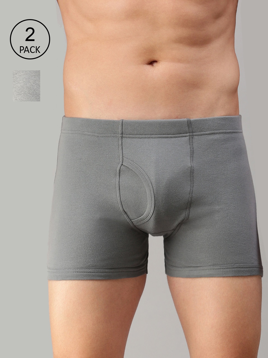 

ONN Men Grey Pack Of 2 Solid Trunk ONN_355_GM_LGRY_2PC, Grey melange