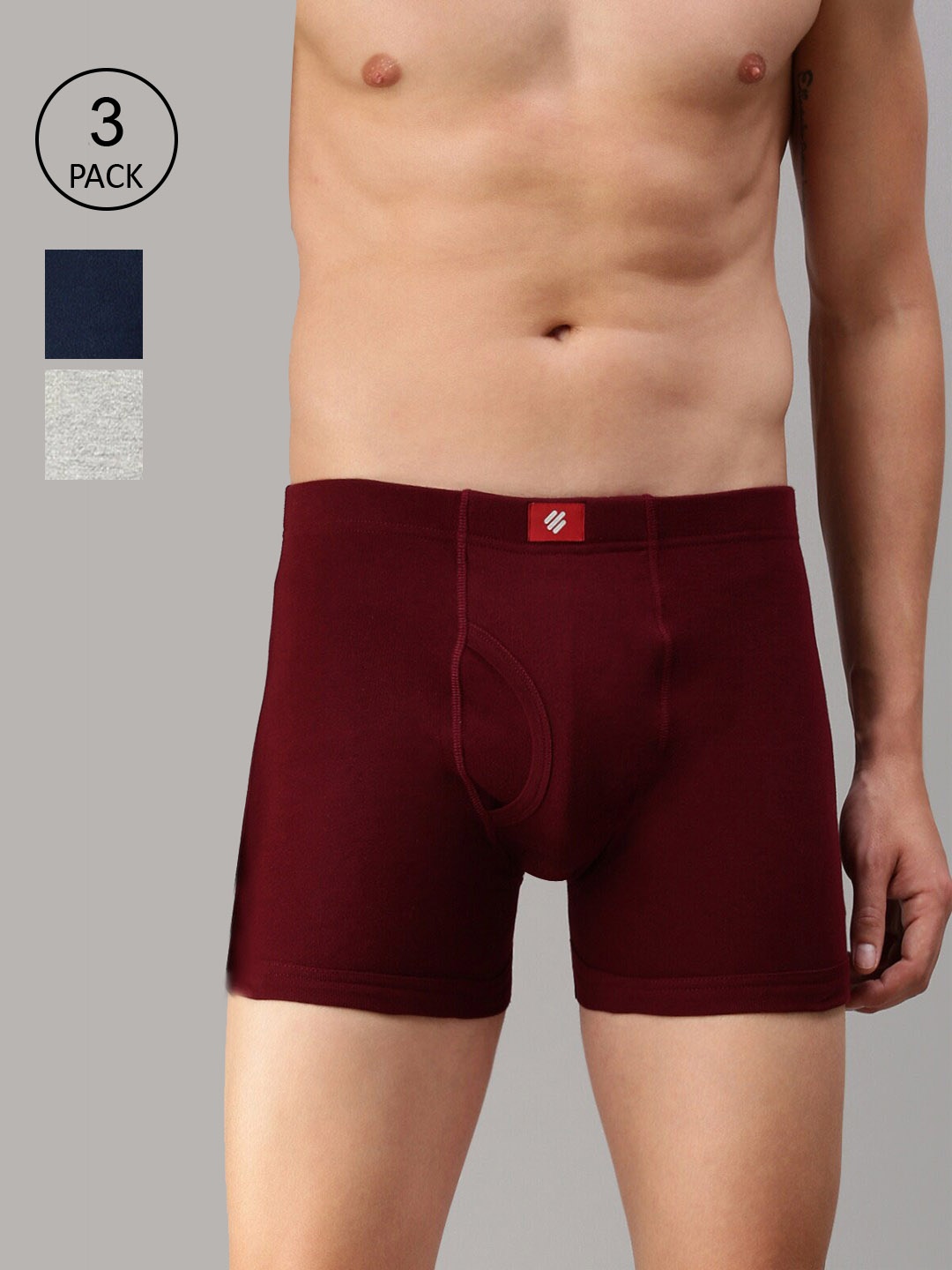 

ONN Men Pack Of 3 Solid Trunks, Grey