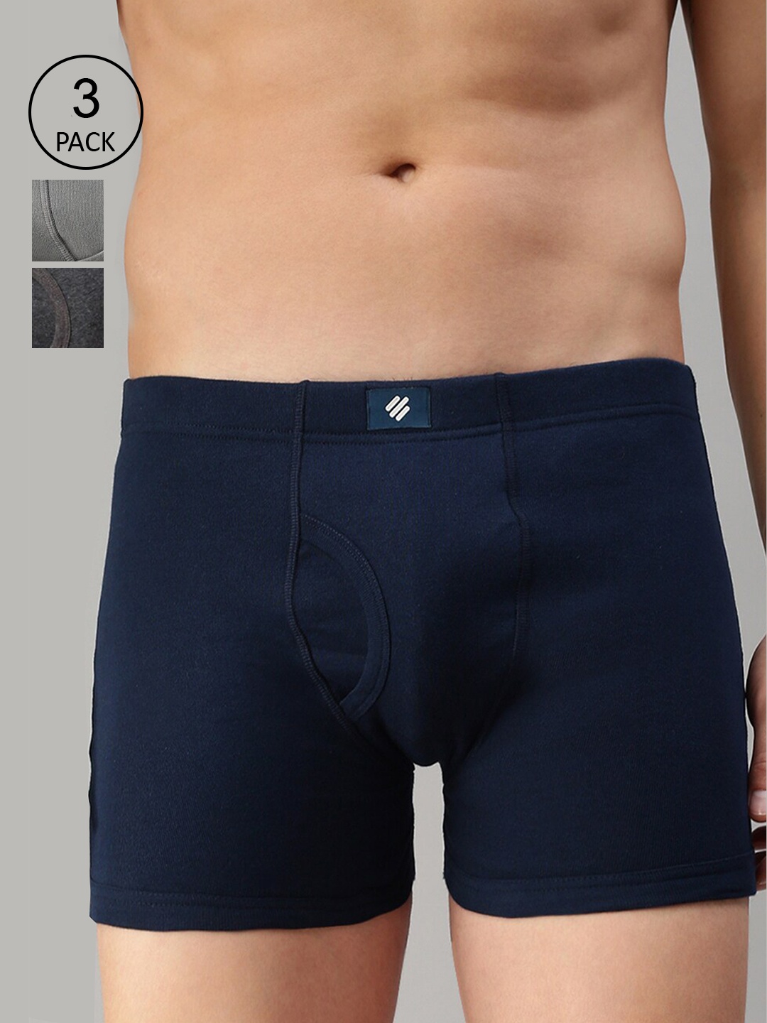 

ONN Men Pack Of 3 Solid Pure Cotton Trunk, Navy blue