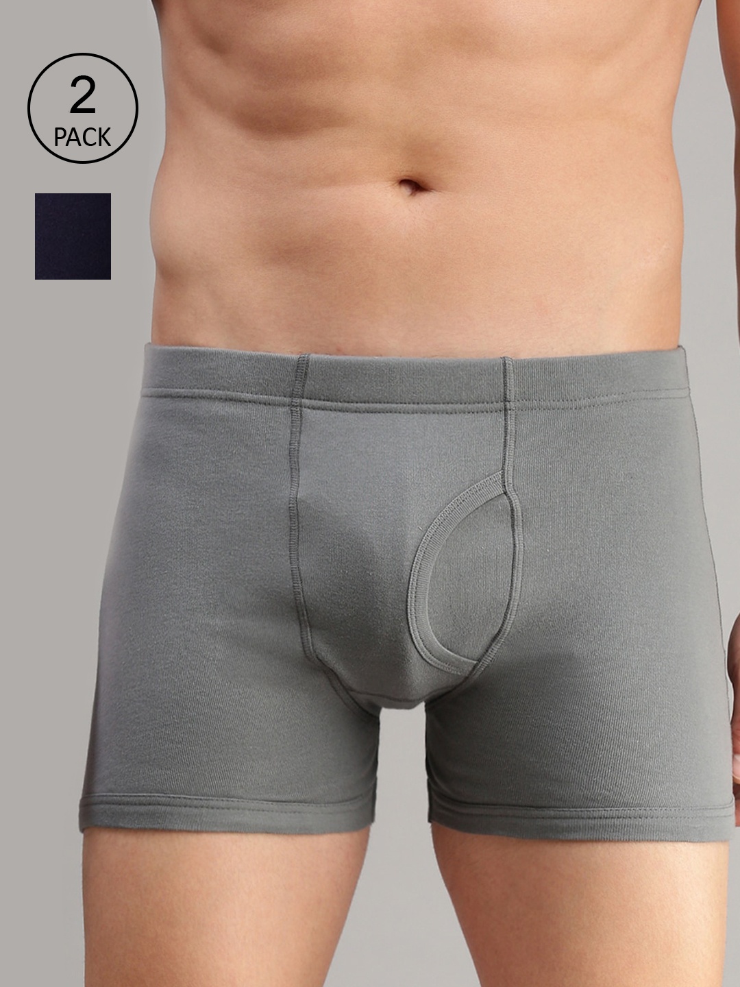 

ONN Men Pack Of 2 Solid Trunk, Grey melange