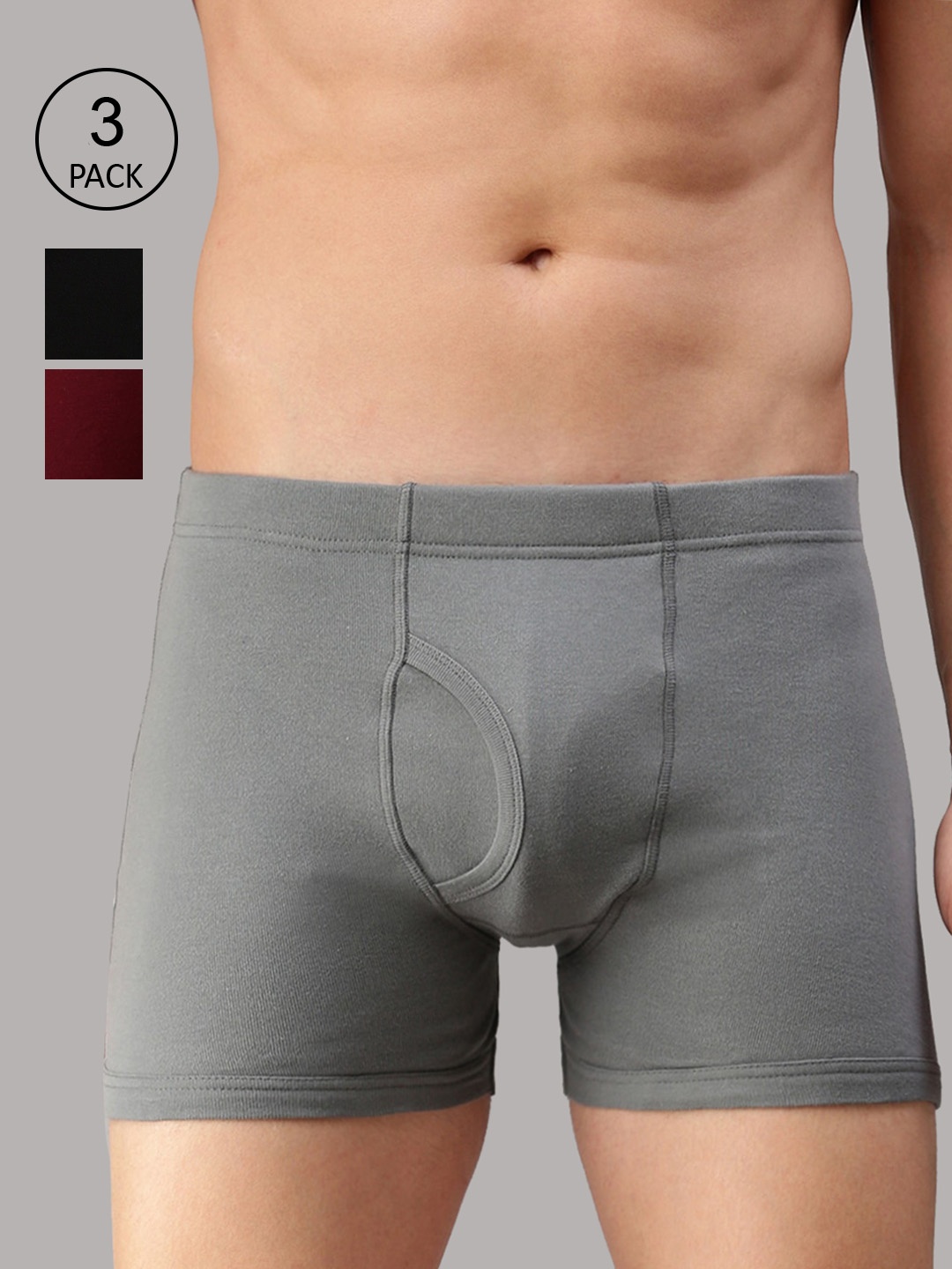 

ONN Men Pack Of 3 Solid Trunk ONN_355_GM_BLK_MN_3PC, Grey melange