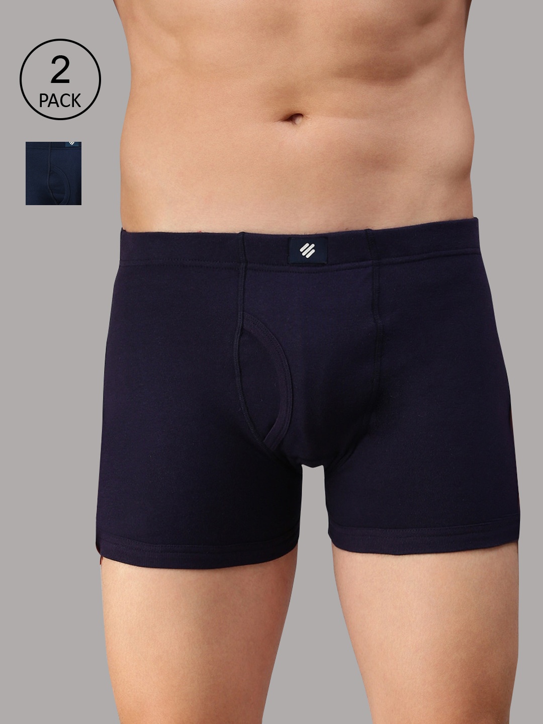 

ONN Men Pack Of 2 Blue Solid Pure Cotton Trunk