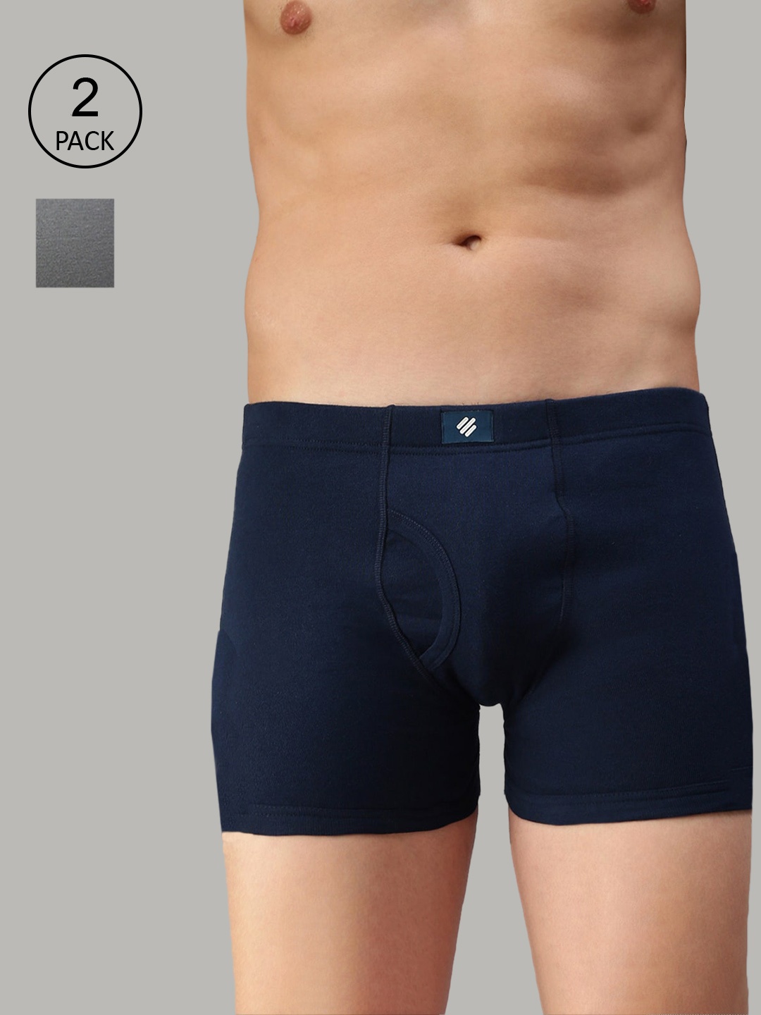 

ONN Men Pack Of 2 Blue Solid Pure Cotton Trunk