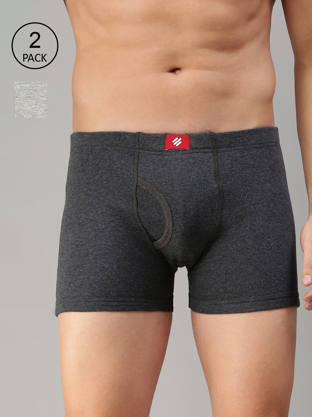 

ONN Men Pack Of 2 Solid Trunks, Charcoal