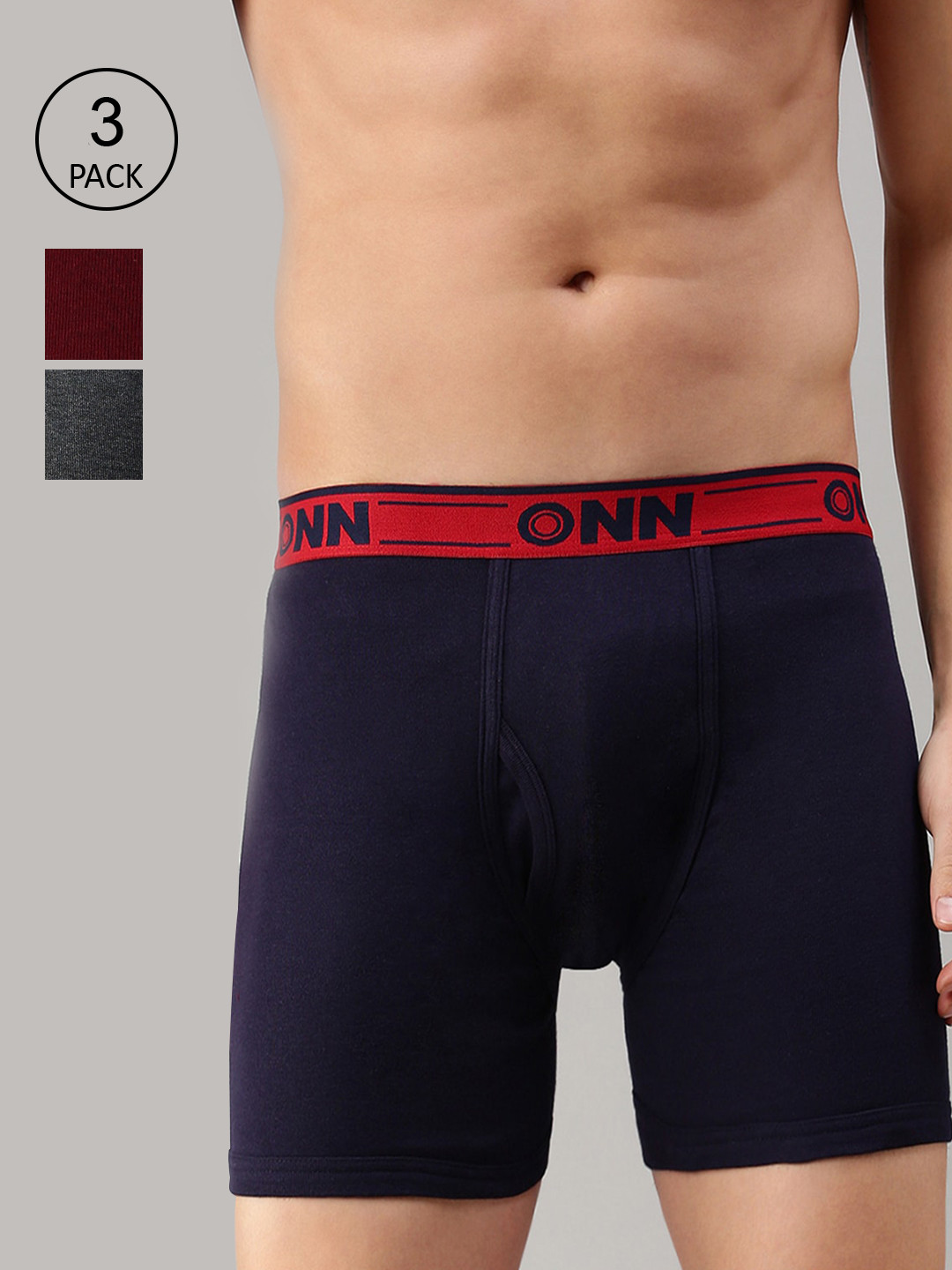 

ONN Men Pack Of 3 Solid Trunk ONN_357_CM_MN_NB_3PC, Charcoal