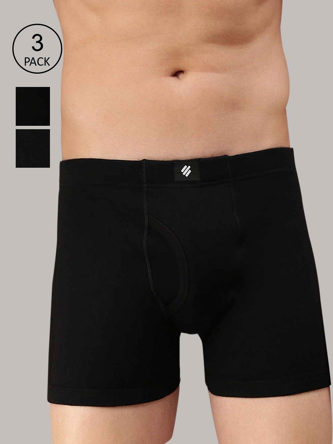 

ONN Men Pack Of 3 Black Solid Trunks