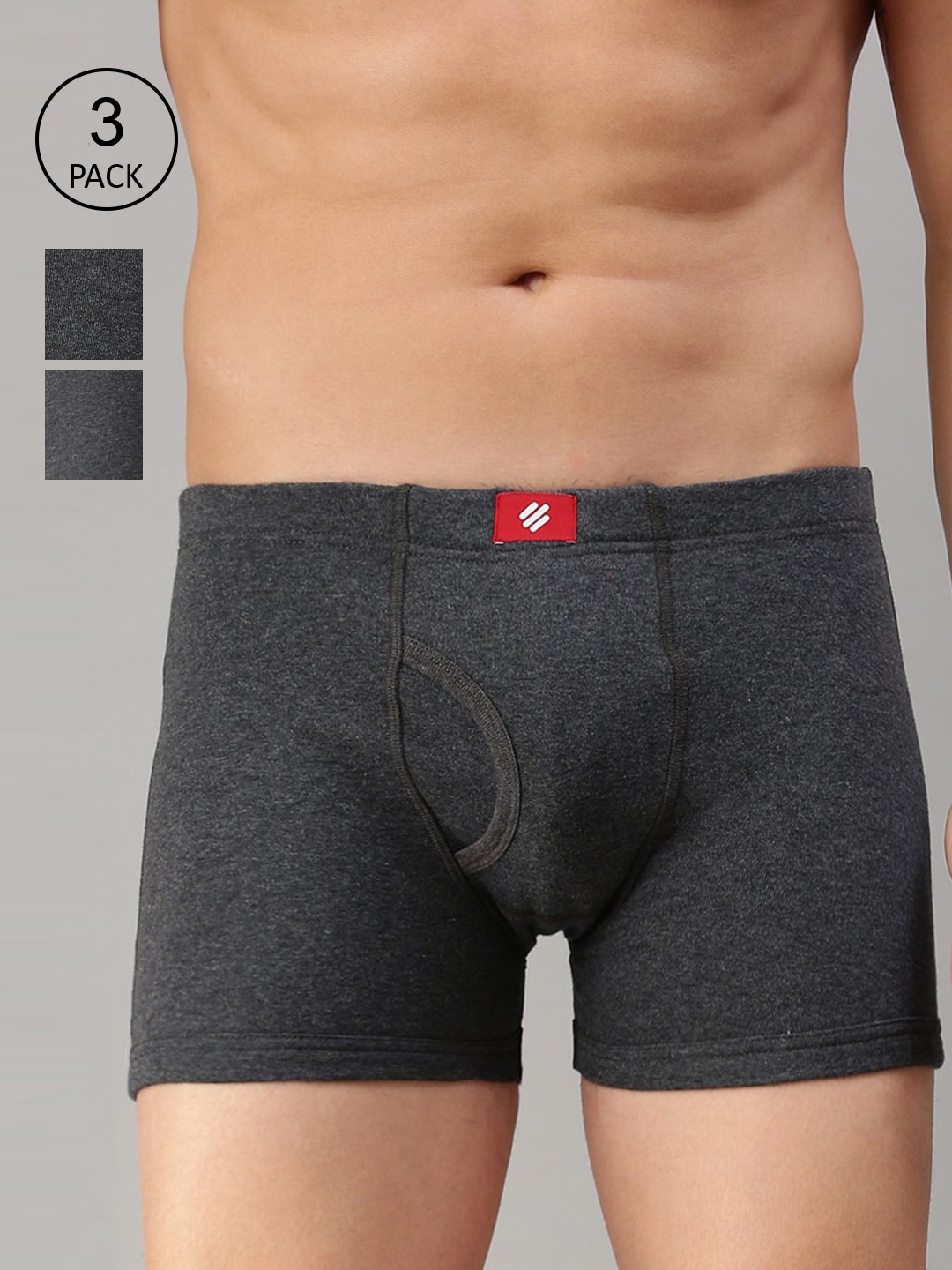 

ONN Men Pack Of 3 Charcoal Solid Trunks ONN_355_CM_3PC