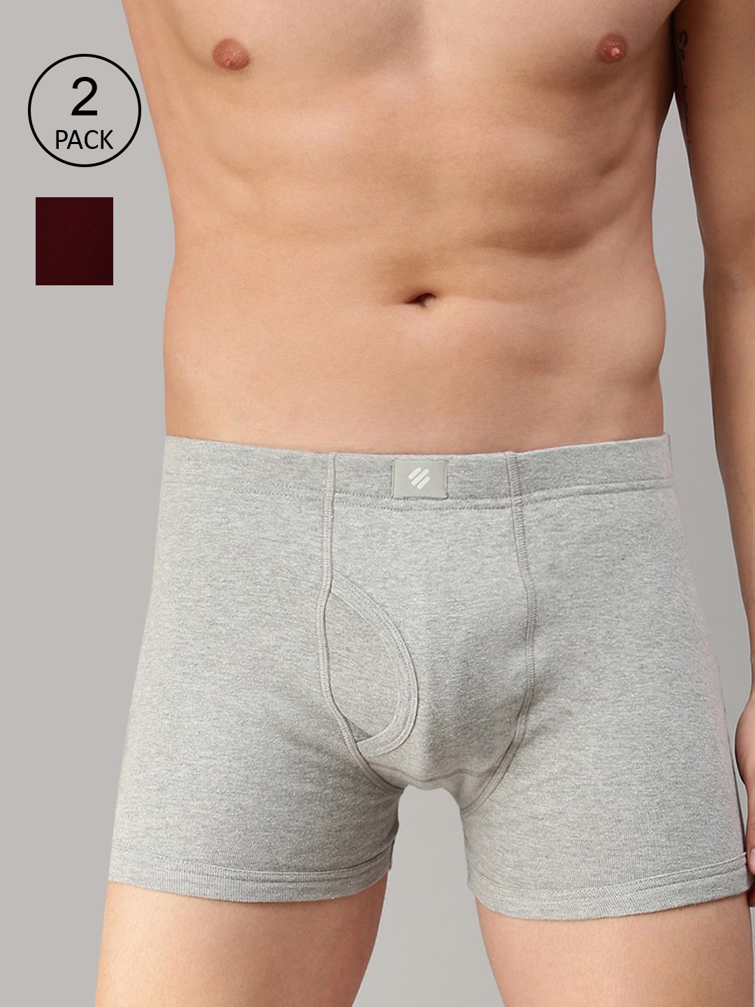 

ONN Men Pack Of 2 Solid Deo-Soft Trunks ONN_355_LGRY_MN_2PC, Grey