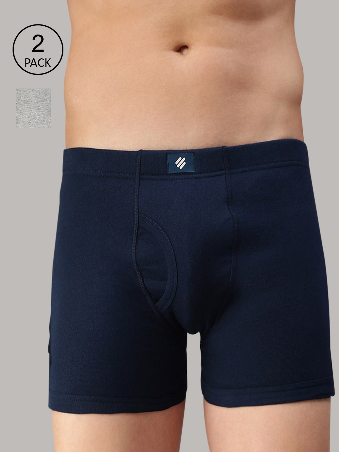 

ONN Men Pack Of 2 Solid Trunks ONN_355_AFBLU_LGRY_2PC, Blue