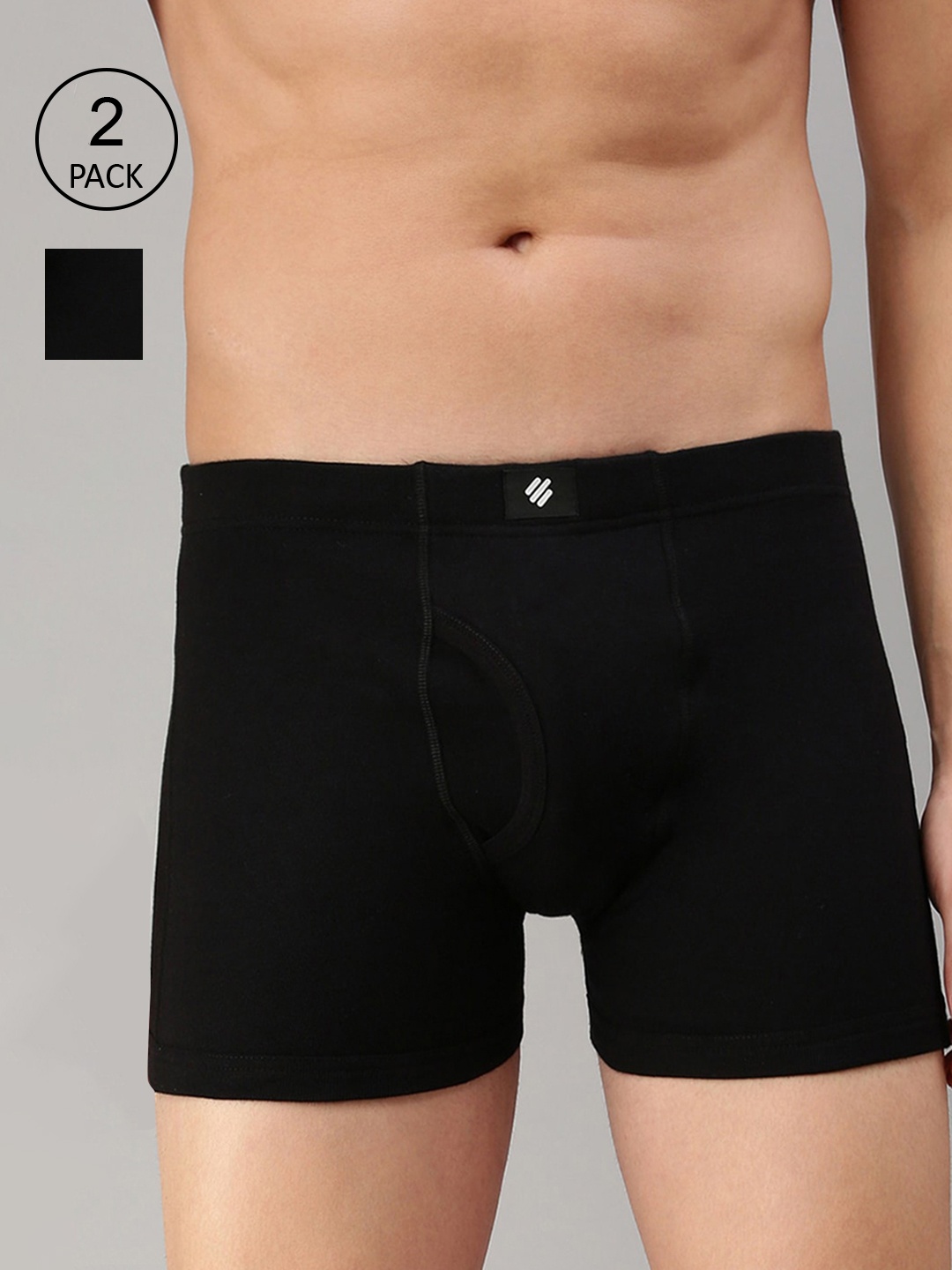 

ONN Men Pack Of 2 Black Solid Pure Cotton Trunk ONN_355_BLK_2PC