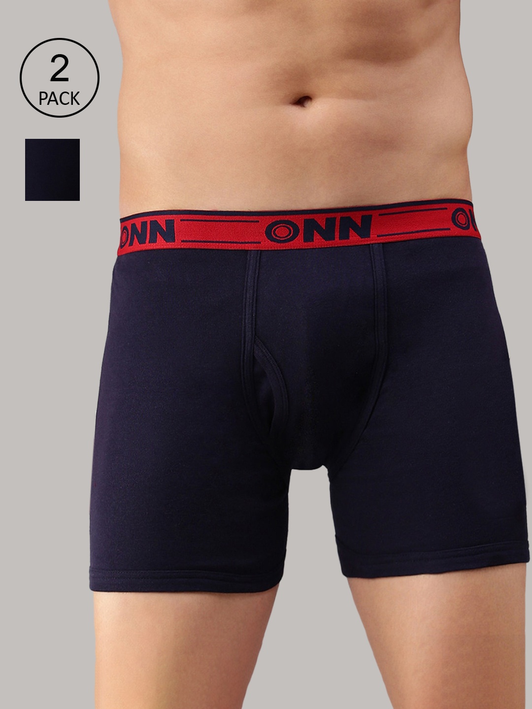 

ONN Men Pack Of 2 Navy Blue Solid Pure Cotton Trunk ONN_357_NB_2PC