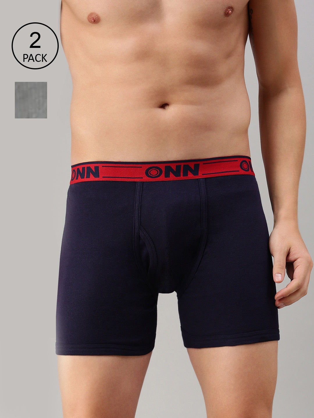 

ONN Men Pack of 2 Solid Trunks ONN_357_GM_NB, Grey melange