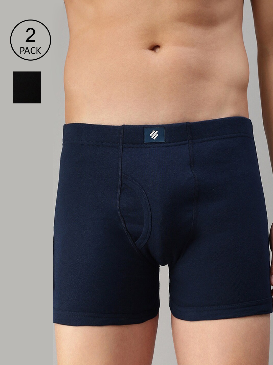 

ONN Men Pack of 2 Blue & Black Solid Trunks-ONN_355_AFBLU_BLK_2PC