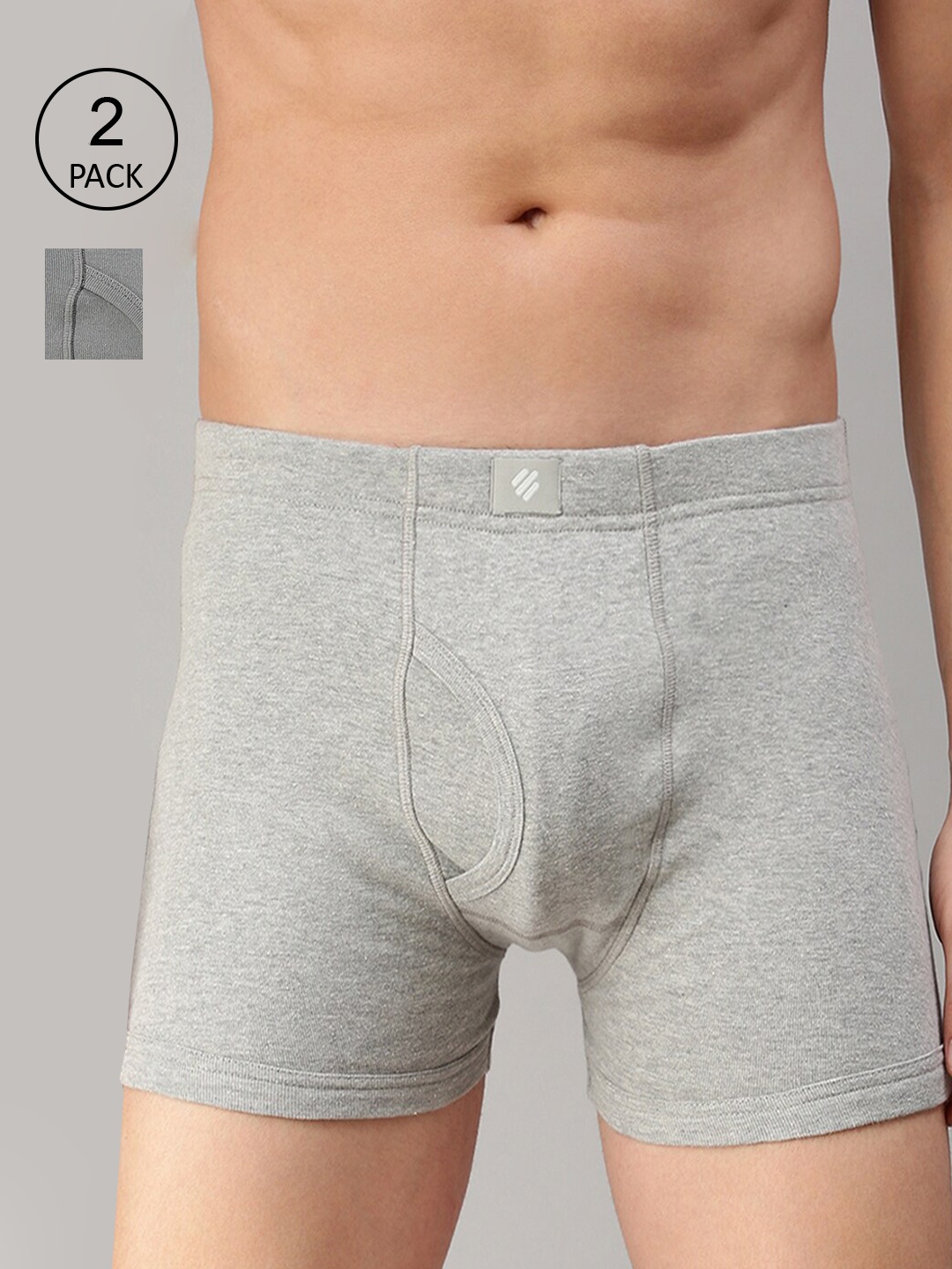 

ONN Men Pack Of 2 Solid Trunk ONN_355_GM_LGRY_2PC, Grey melange