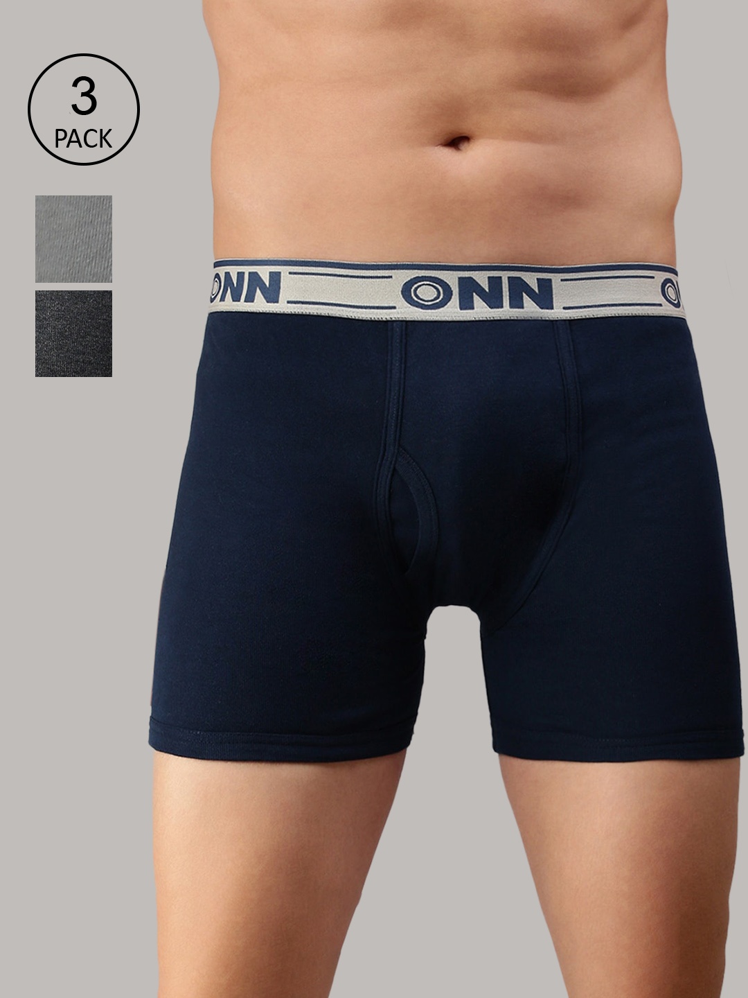 

ONN Men Pack of 3 Solid Pure Cotton Trunk ONN_357_AFBLU_CM_GM_3PC, Blue