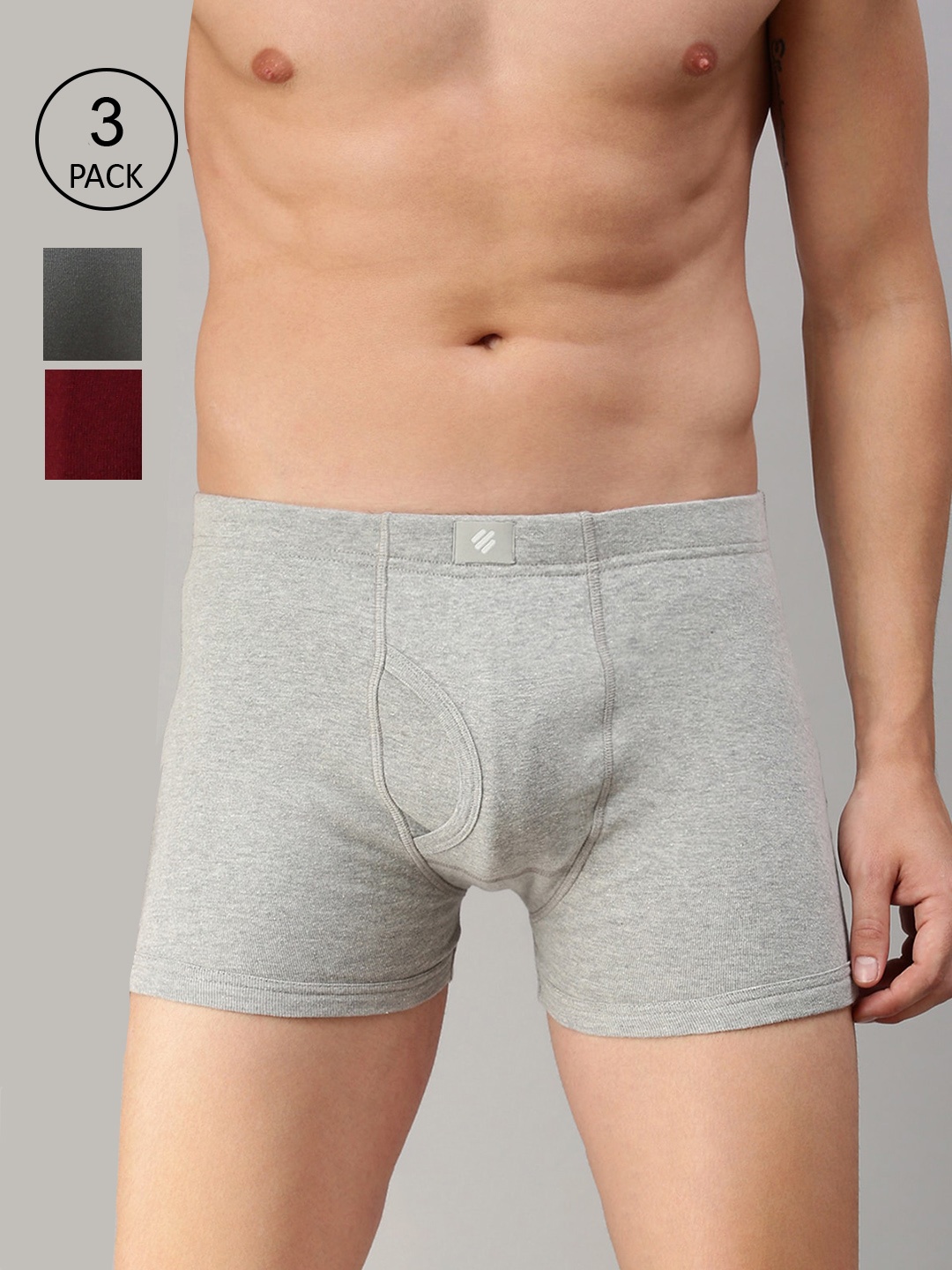 

ONN Men Pack Of 3 Grey Solid Pure Cotton Trunk ONN_355_LGRY_GM_MN_3PC
