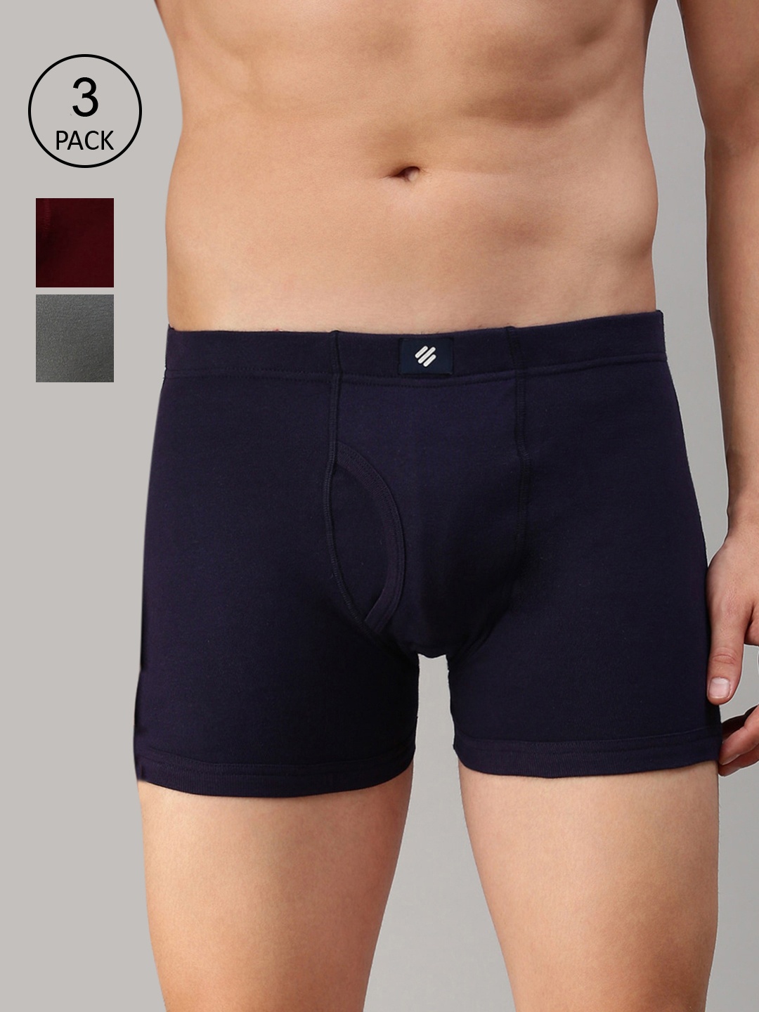 

ONN Men Pack of 3 Navy Blue Solid Trunk-ONN_355_MN_GM_NB_3PC, Maroon