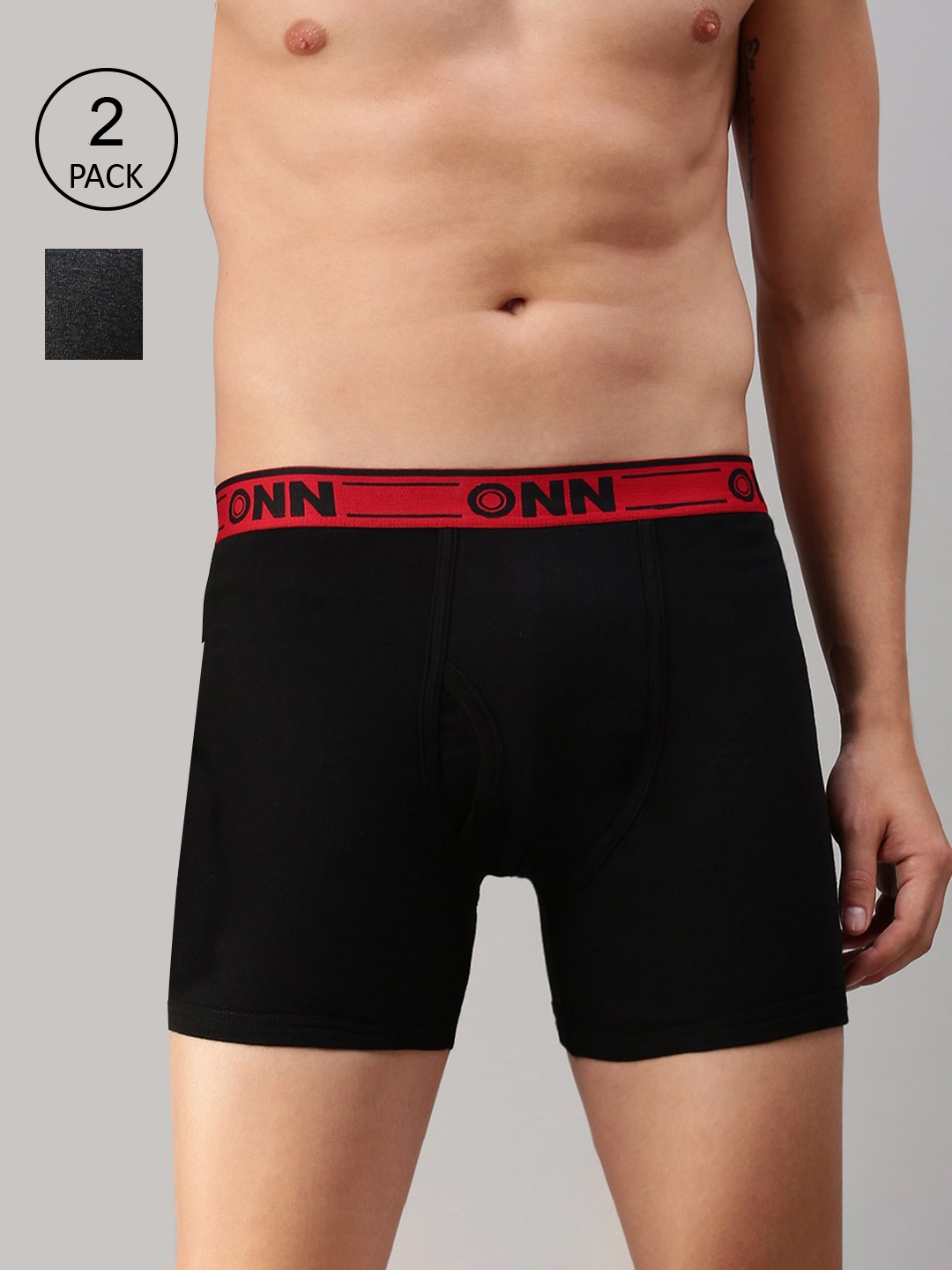 

ONN Men Pack Of 2 Solid Deo-Soft Trunks ONN_357_BLK_CM_2PC, Black