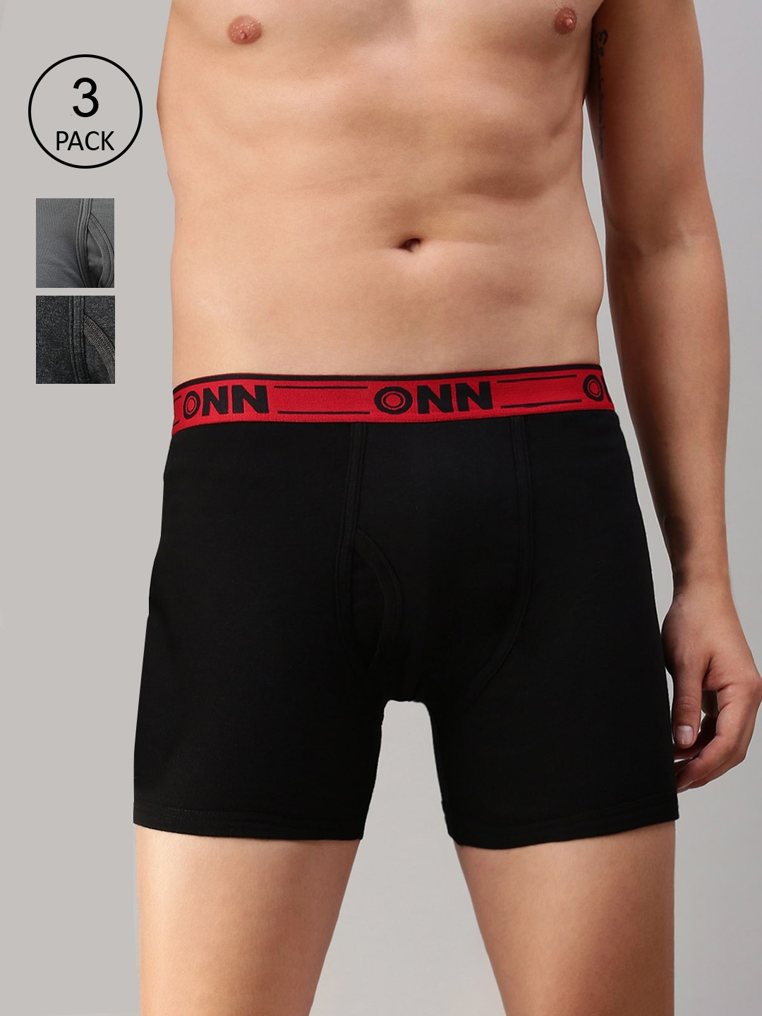 

ONN Men Pack Of 3 Solid Trunk ONN_357_BLK_CM_GM_3PC, Black