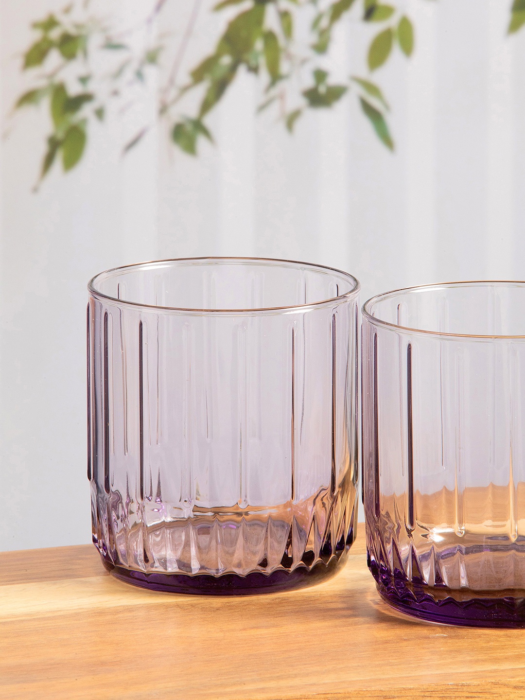 

Pasabahce Set of 6 Purple & Transparent Textured Juice Glasses 265 ml Each