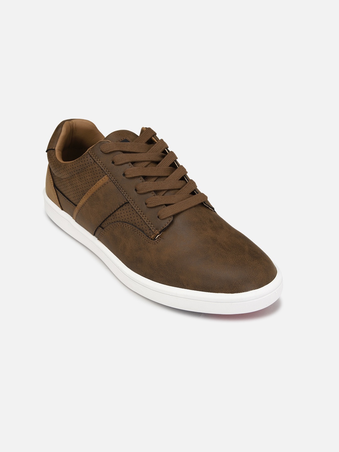 

Louis Philippe Sport Men Perforations PU Lace-Up Casual Sneakers, Brown