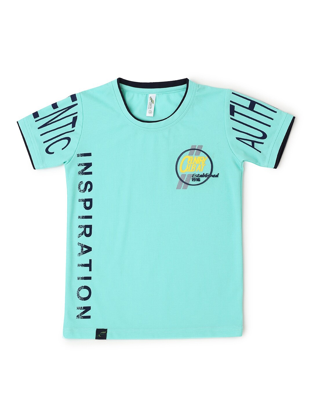 

earth conscious Boys Blue Typography T-shirt
