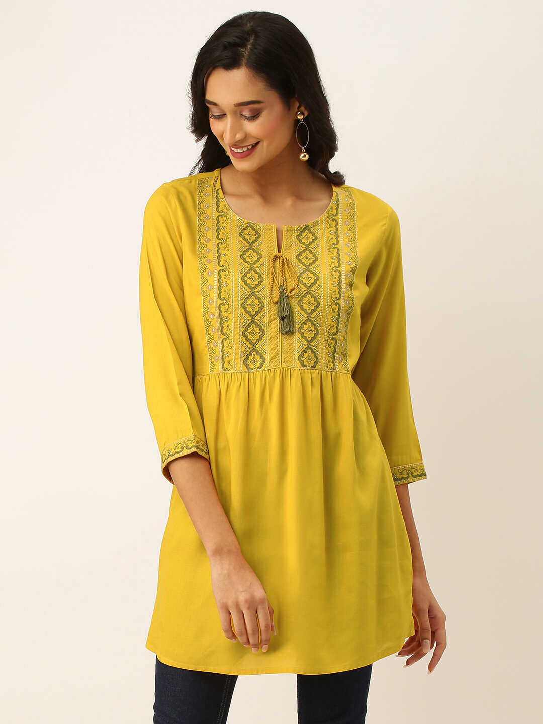 

ZOLA Mustard & Grey Embroidered Tunic