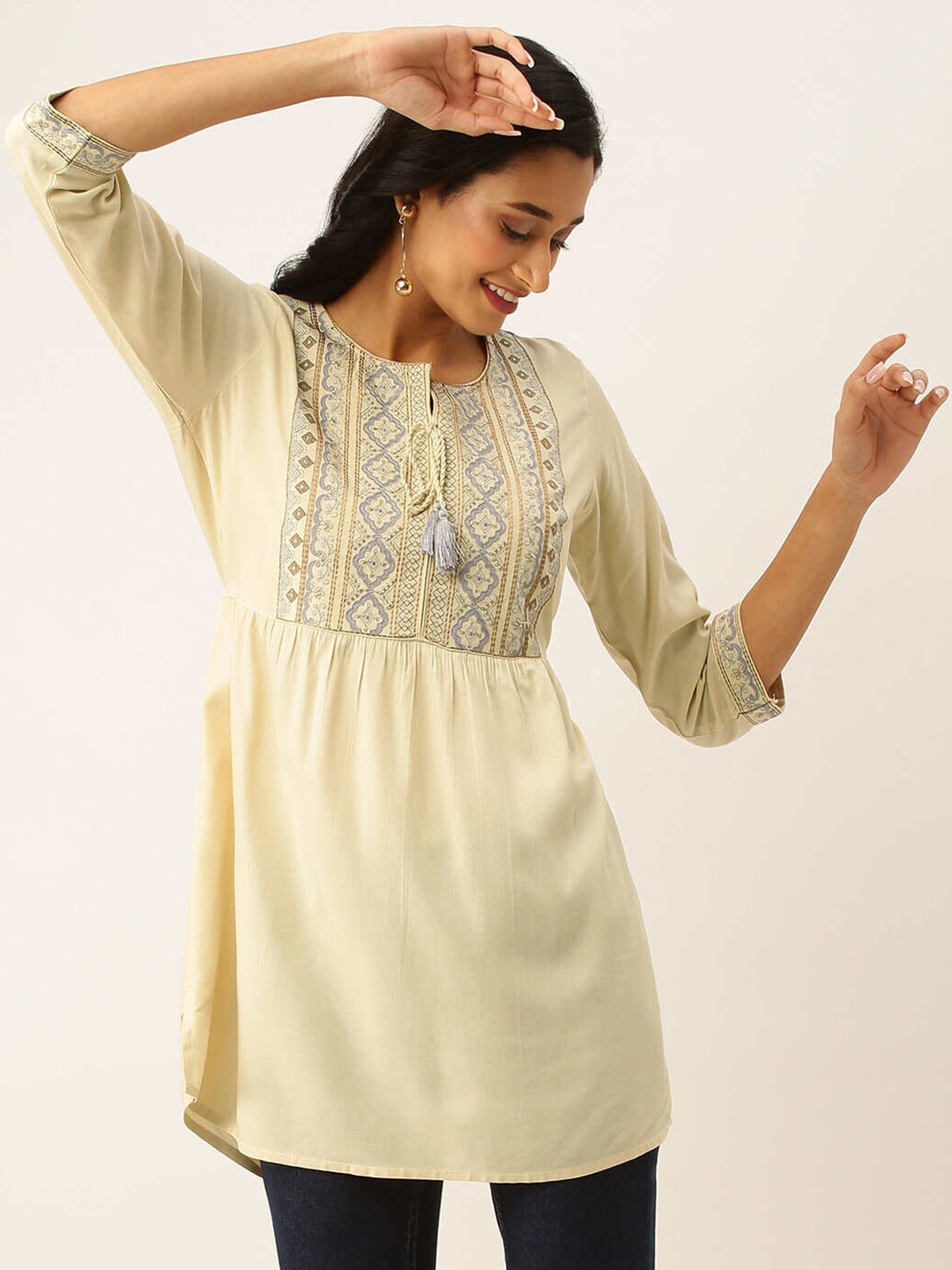 

ZOLA Women Embroidered Tunic, Beige