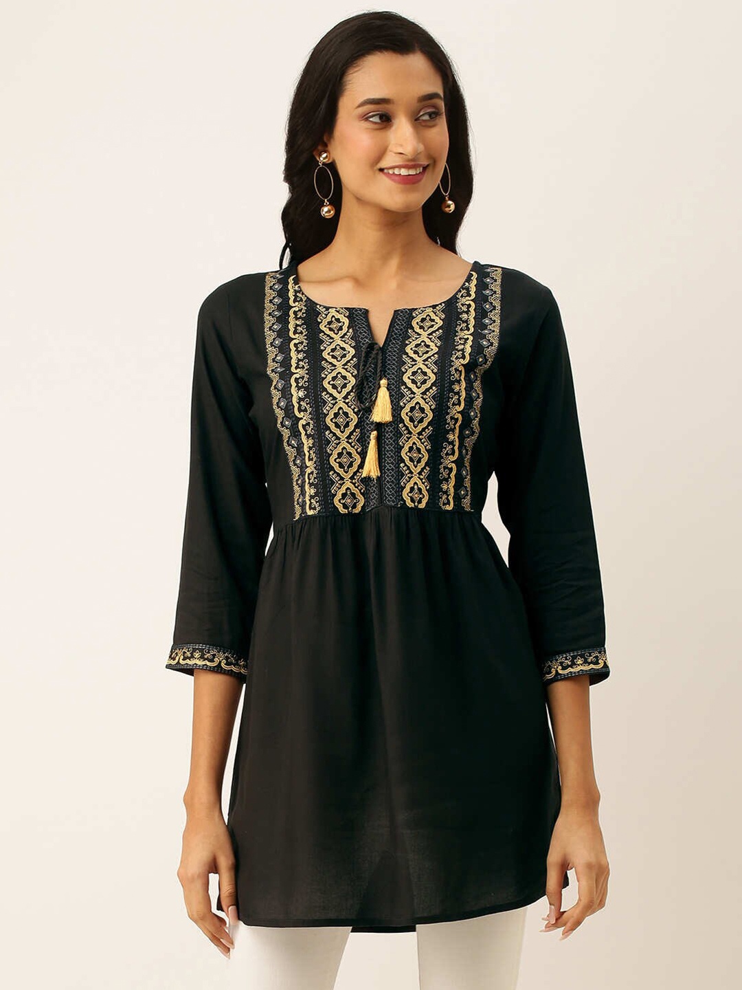 

ZOLA Embroidered Tunic, Black