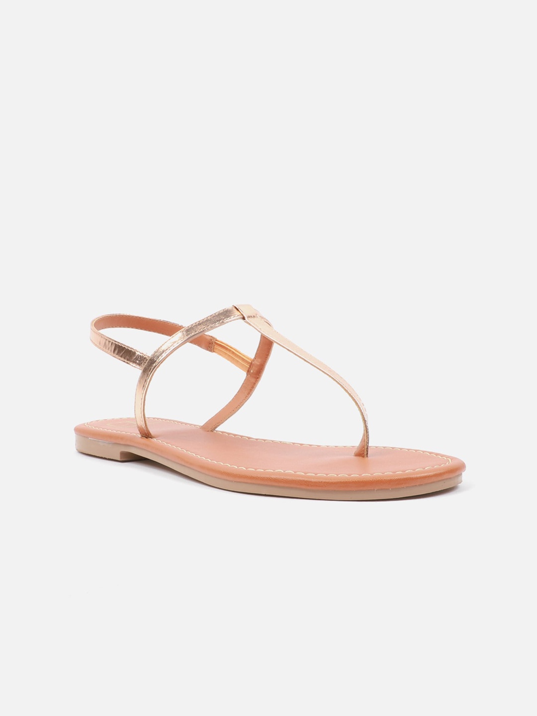 

Carlton London Women T-Strap Flats, Rose gold