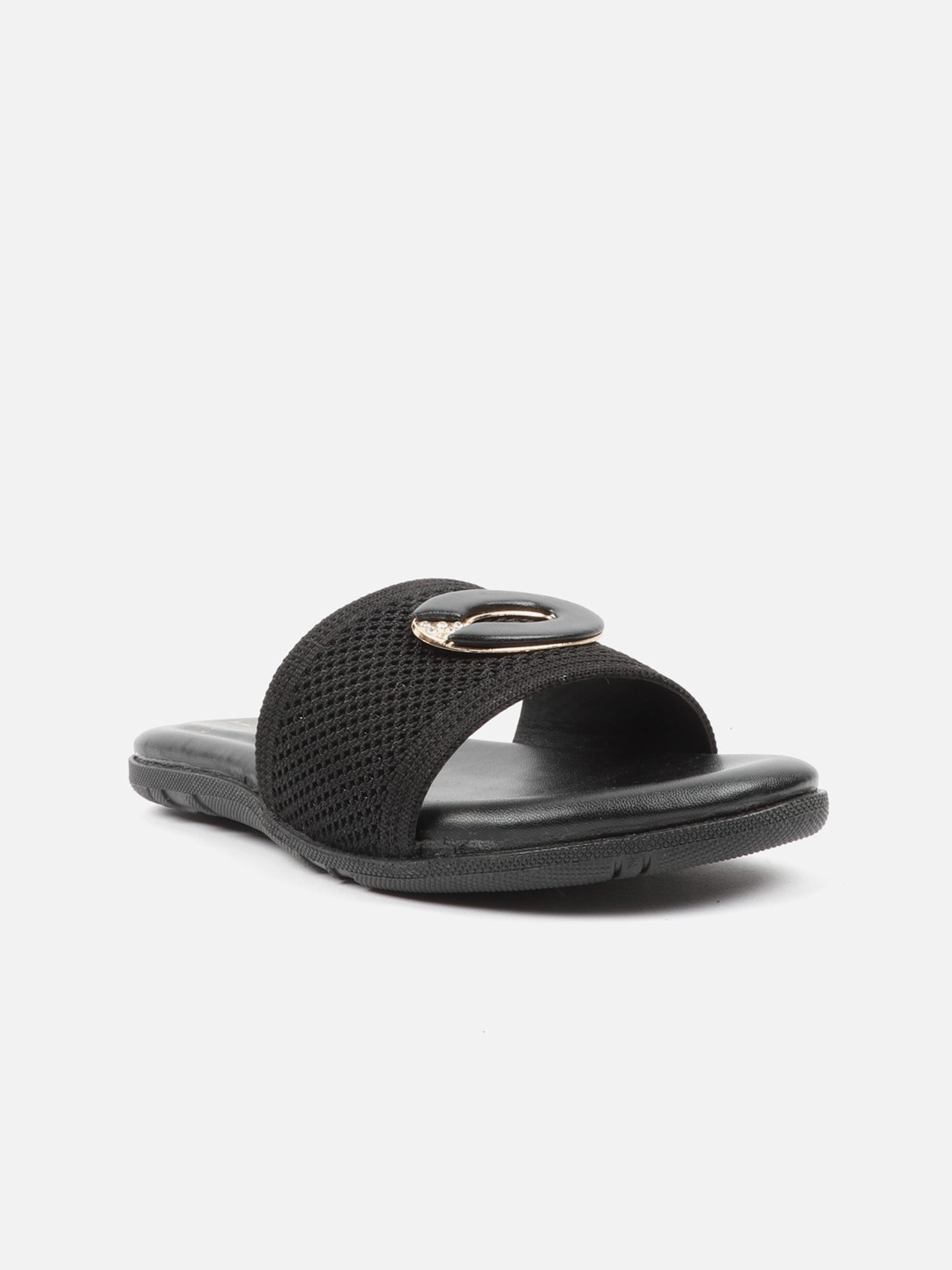 

Carlton London Women Black Open Toe Comfort Sandals