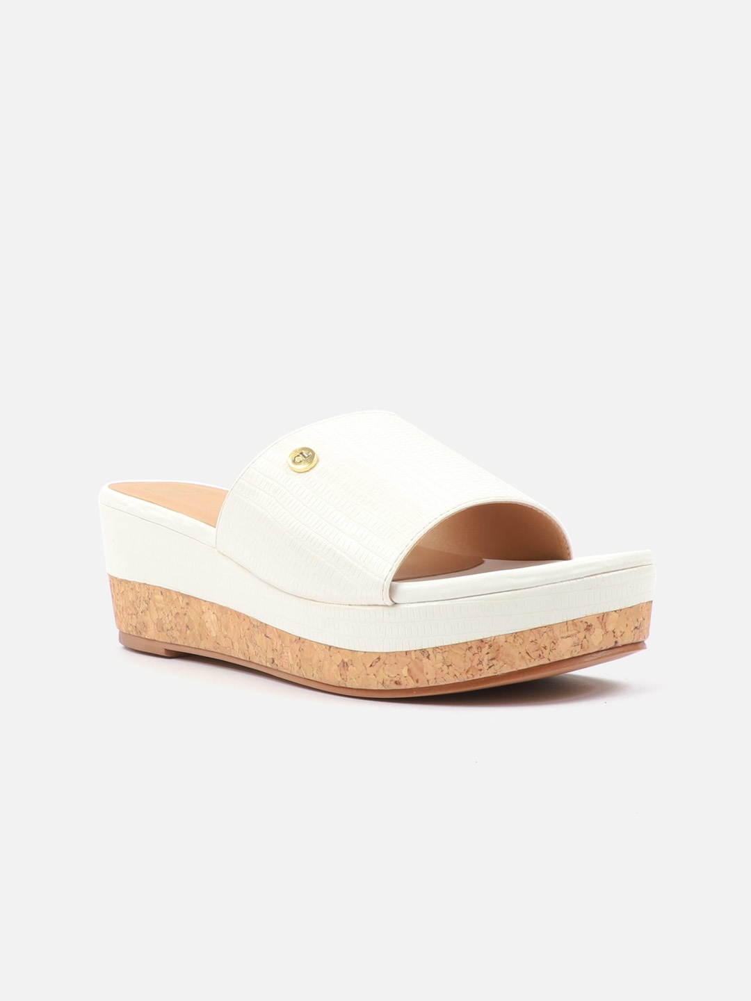 

Carlton London White Textured Wedge Sandals