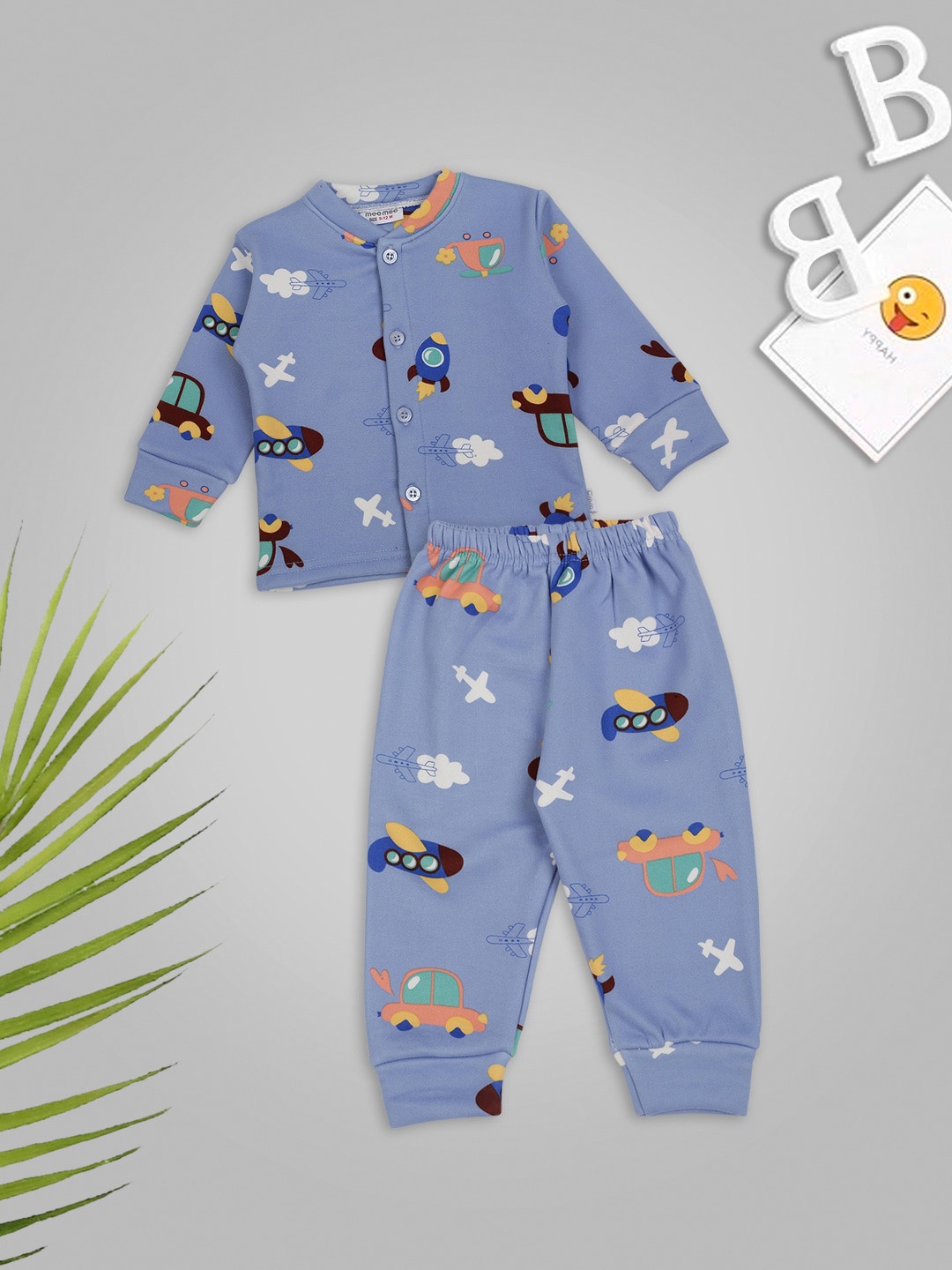 

MeeMee Unisex Kids Printed Night suit, Blue