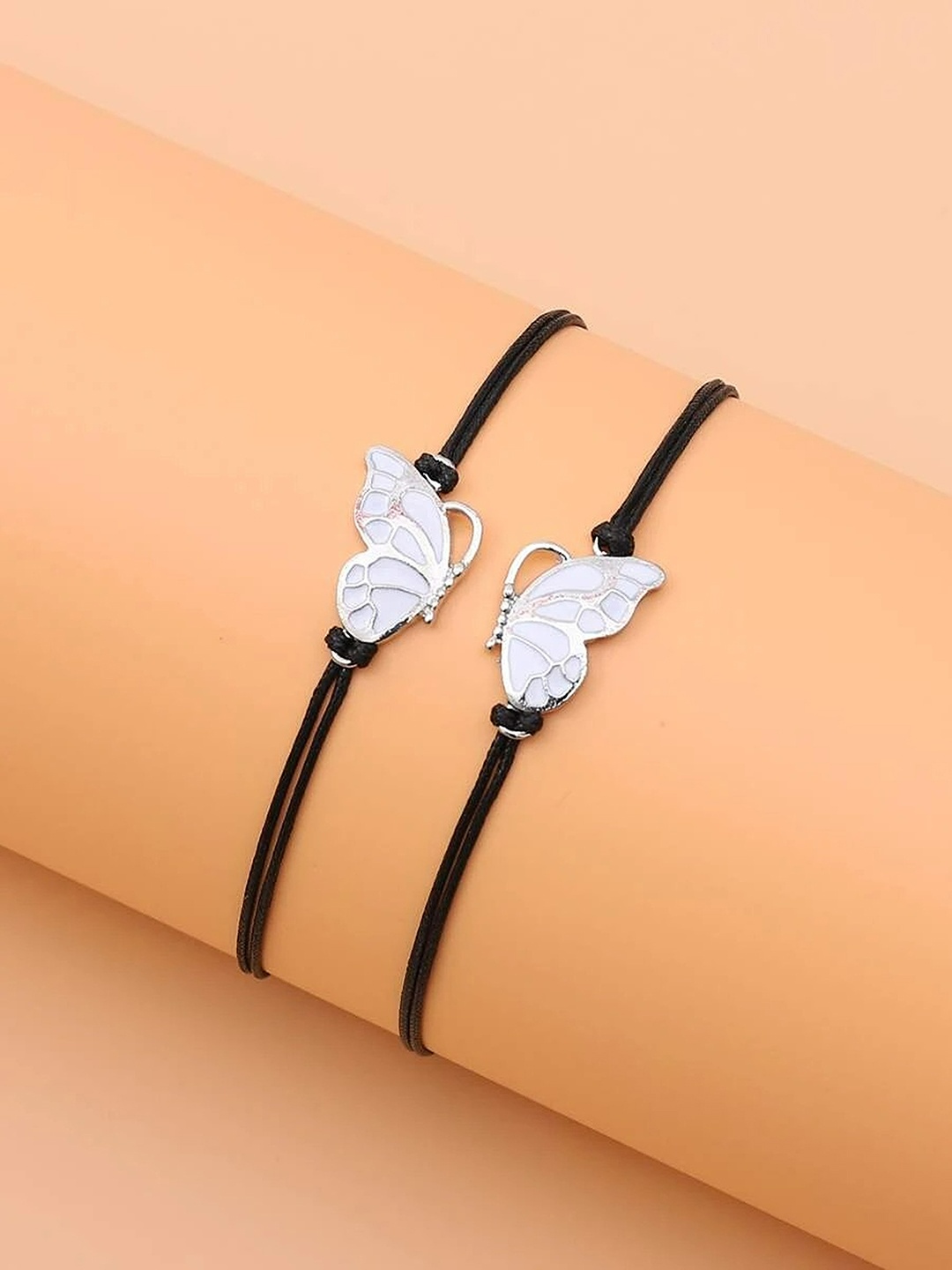 

EL REGALO Unisex Pack of 2 Butterfly Bracelet, Silver
