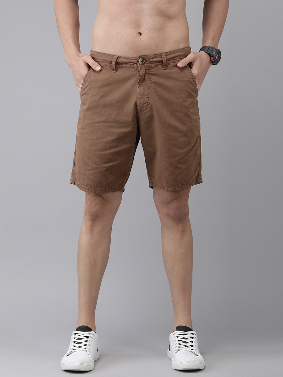 

Roadster Men Slim Fit Casual Regular Shorts, Brown