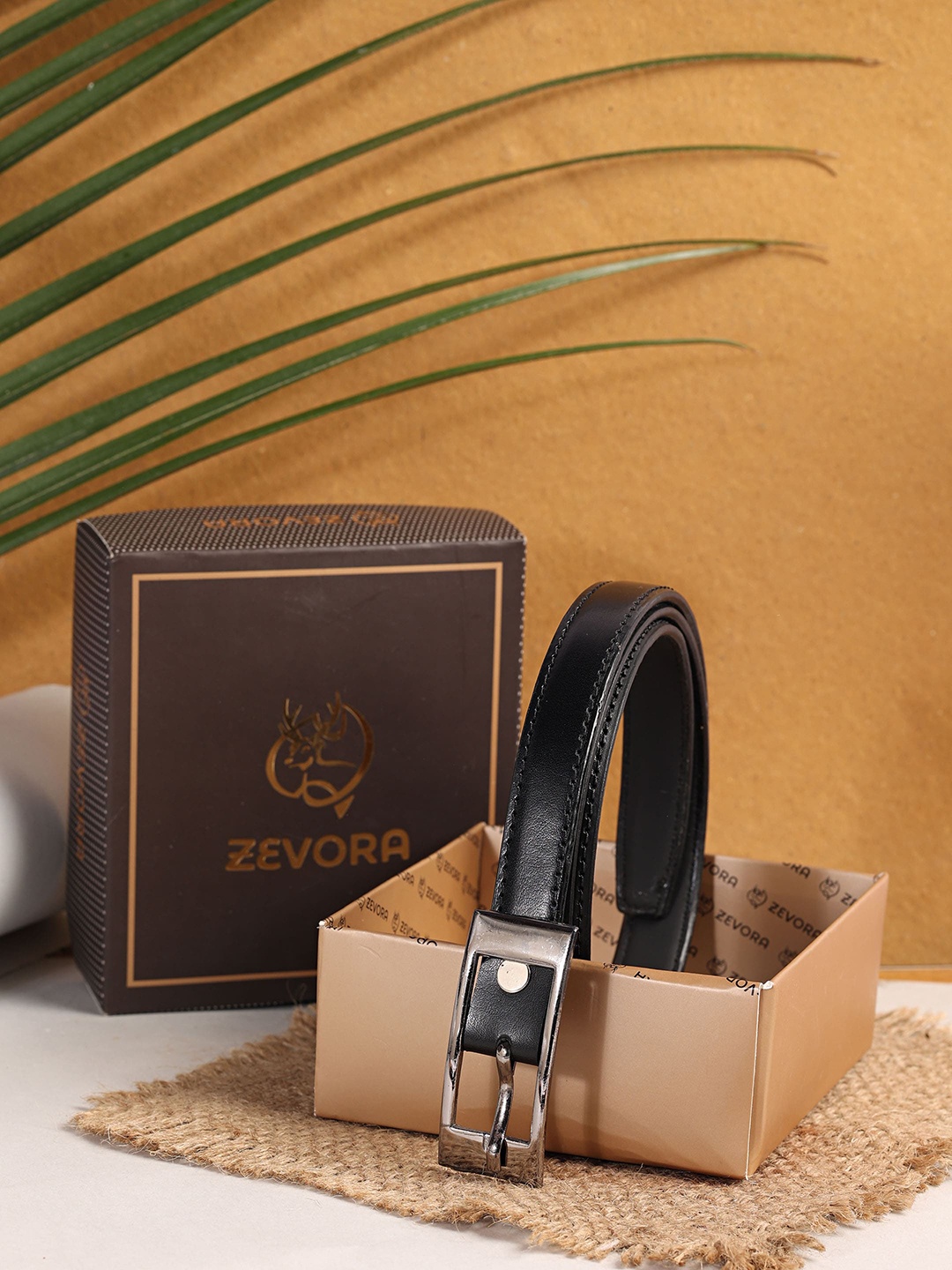 

ZEVORA Women Black Leather Formal Belt