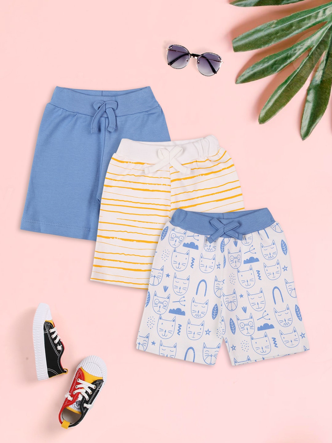 

MeeMee Boys Pack Of 3 Printed Shorts, Yellow