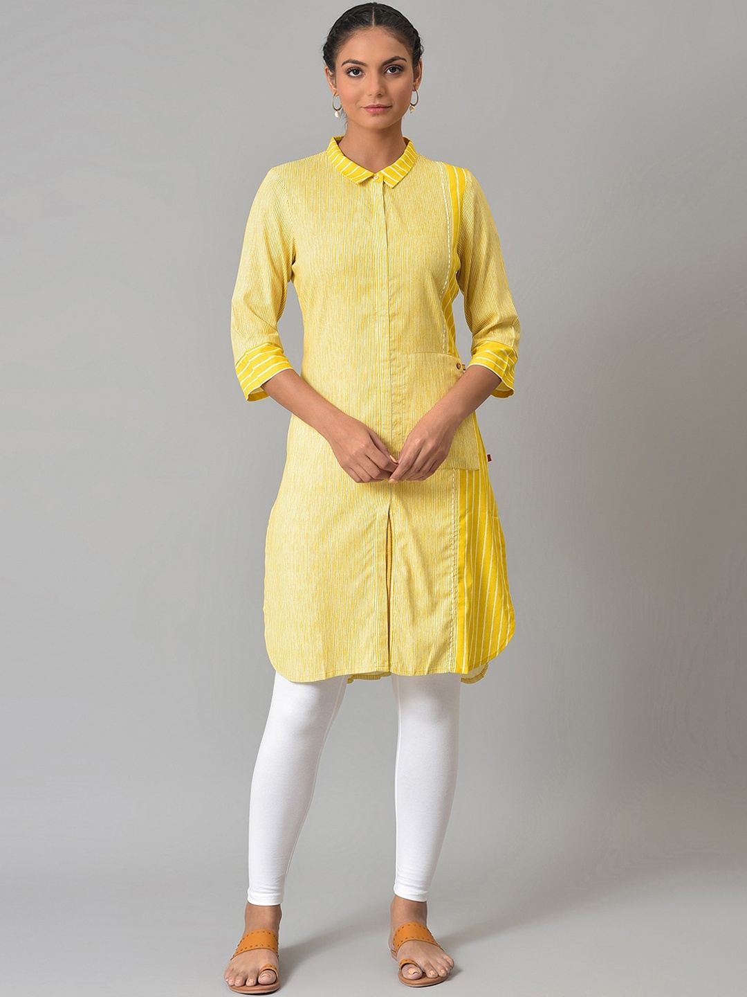 

W Women Yellow Kurti with Trousers