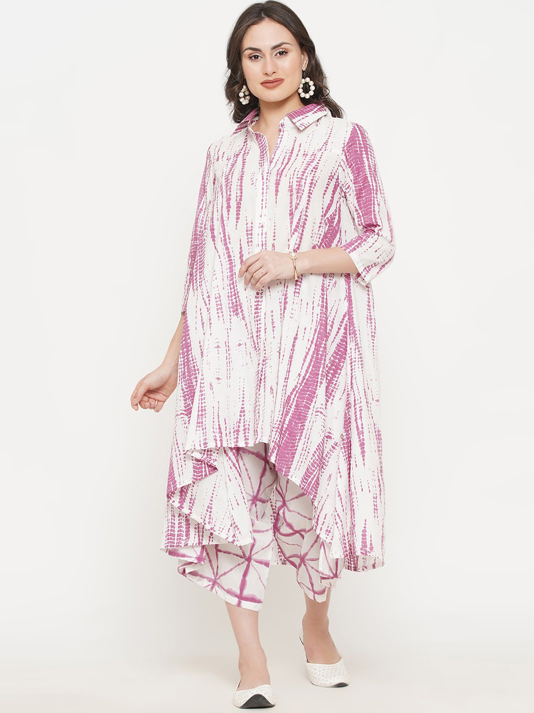 

FABNEST Women Dyed Pure Cotton Kurta With Trousers, Purple