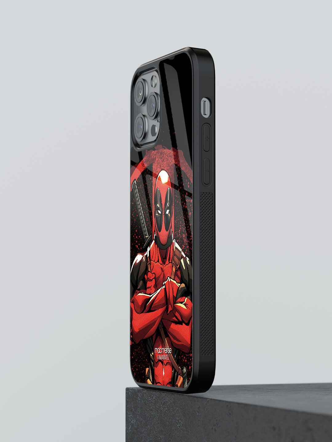 

macmerise Red Printed Deadpool Stance Glass Iphone 13 Pro Max Phone Case