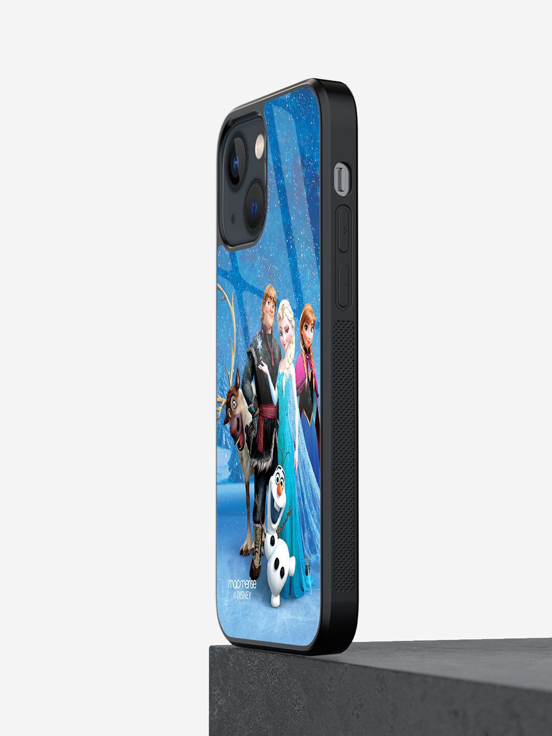 

macmerise Blue Frozen-Together Printed Glass iPhone 13 Mini Back Case