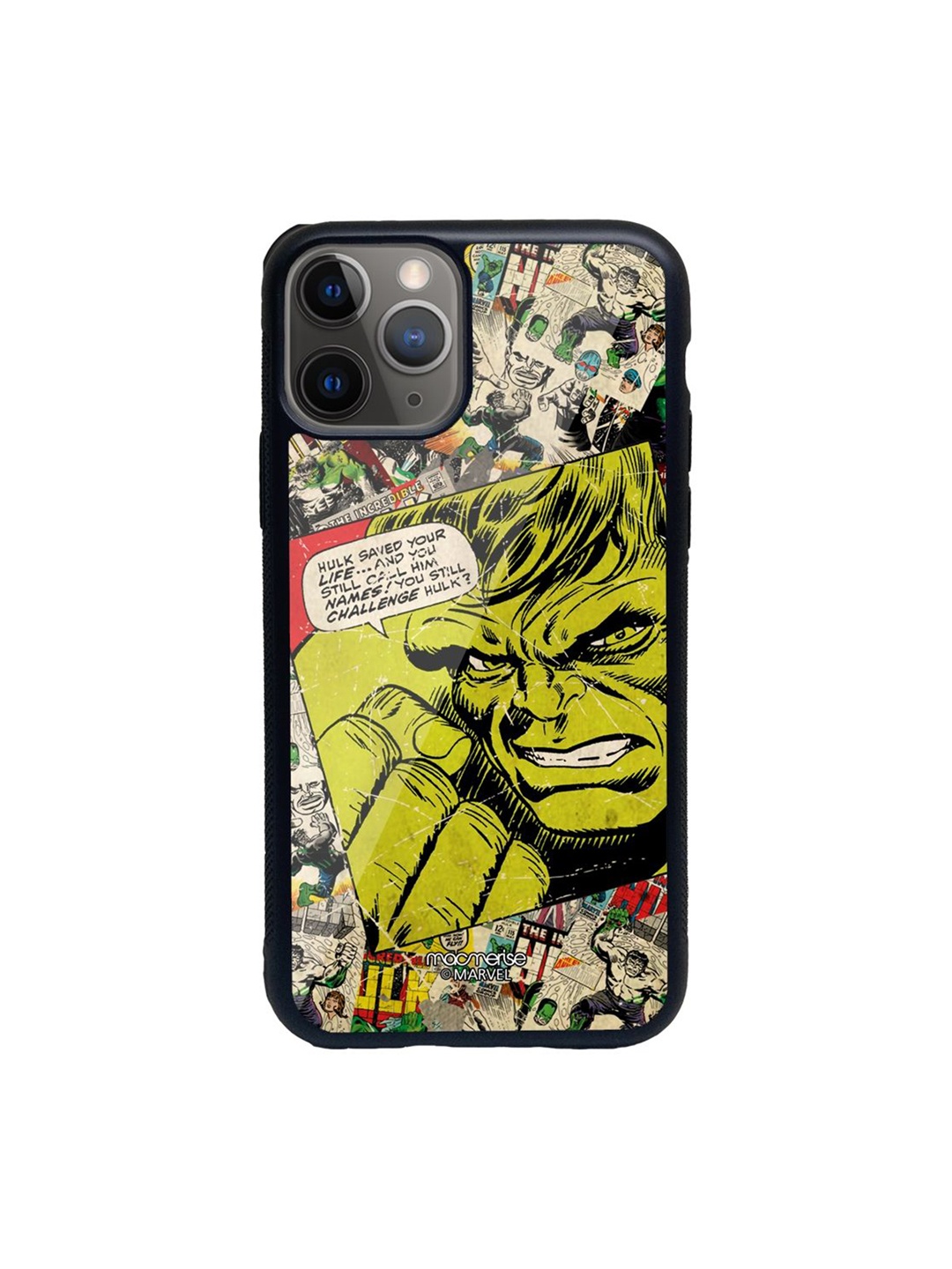 

macmerise Green Comic Hulk Printed Iphone 11 Pro Max Glass Phone Case