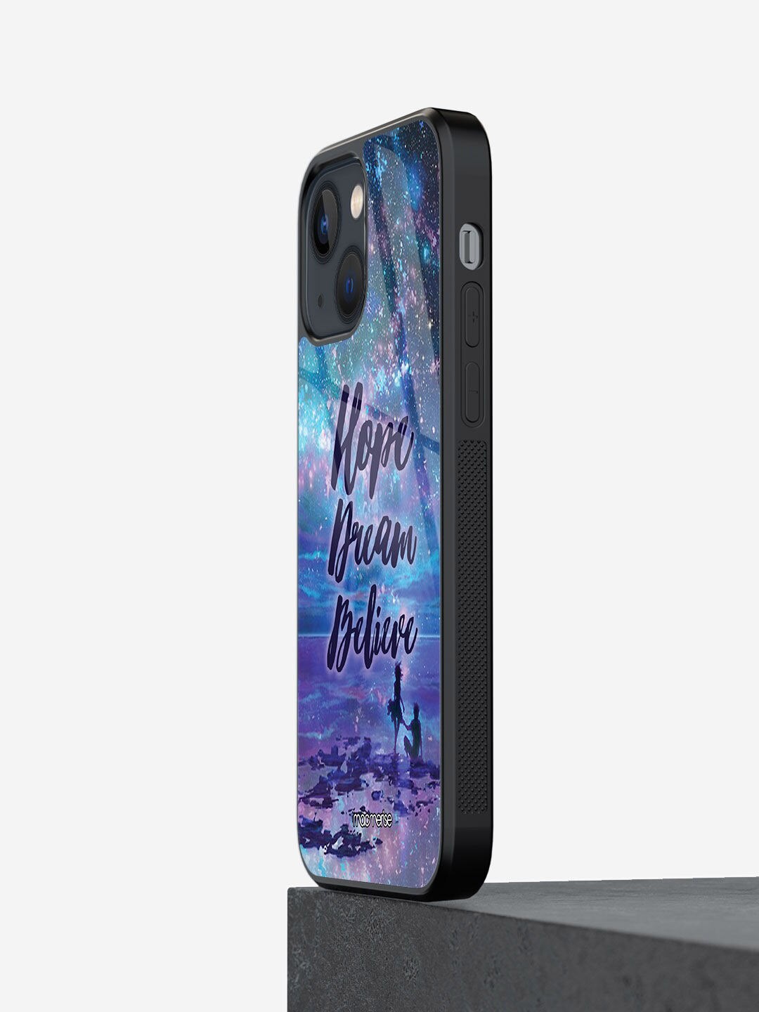 

macmerise Blue Printed Glass iPhone 13 Back Case