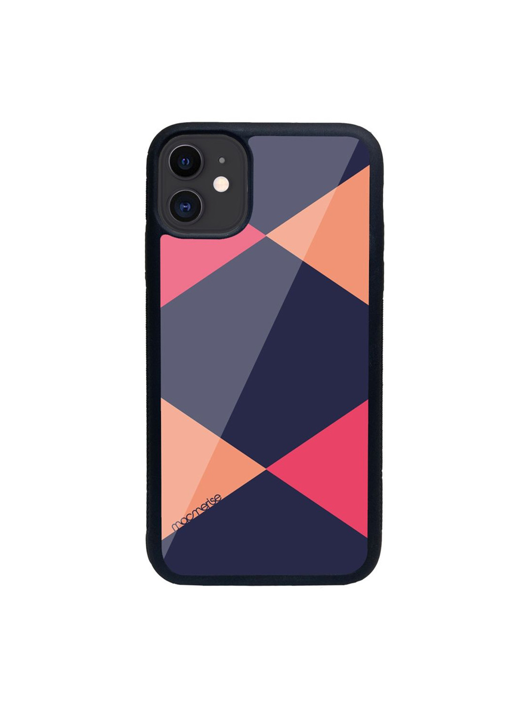 

macmerise Blue Criss Cross Blupink Printed Glass iPhone 11 Back Case, Multi