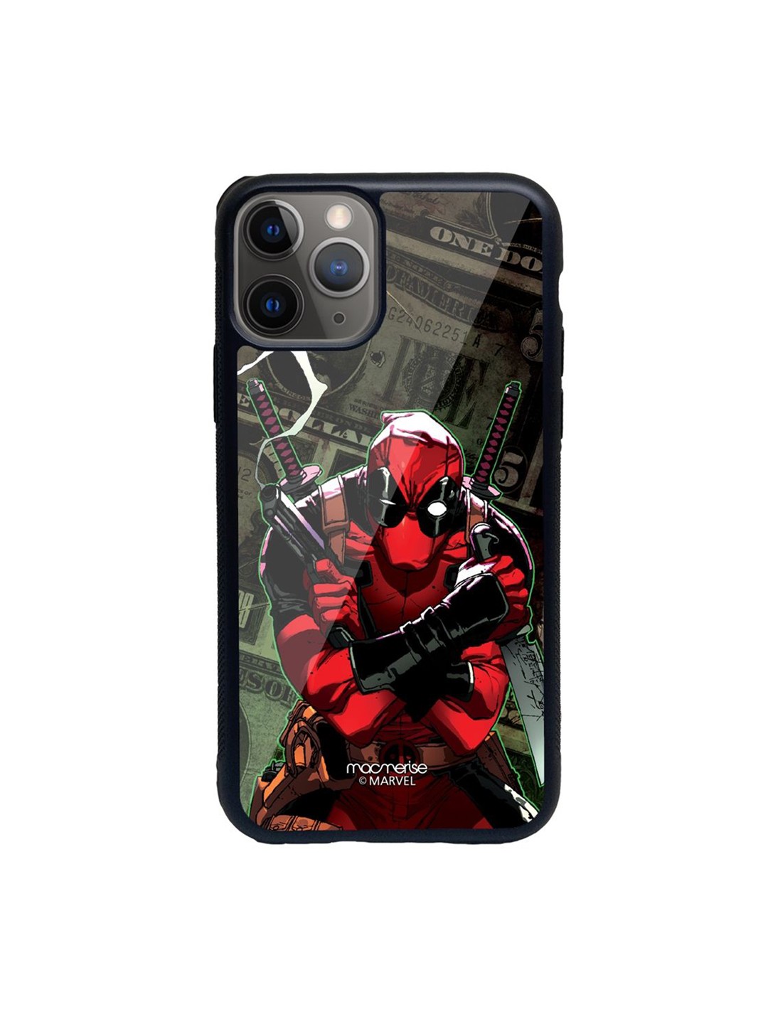

macmerise Black & Red Deadpool Dollar iPhone 11 Pro Max Back Case