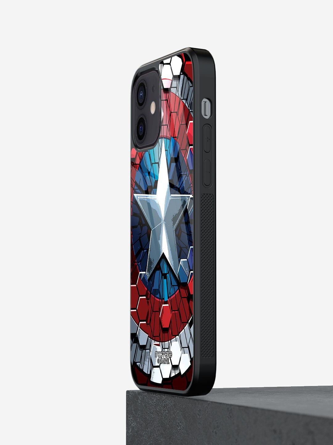 

macmerise Red Hex Shield Printed Glass iPhone 12 Mini Back Case